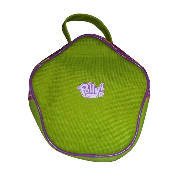 VTG Polly Pocket Zip Lunch Bag Green Purple Swirl Floral Travel Case 2003 - Picture 2 of 8